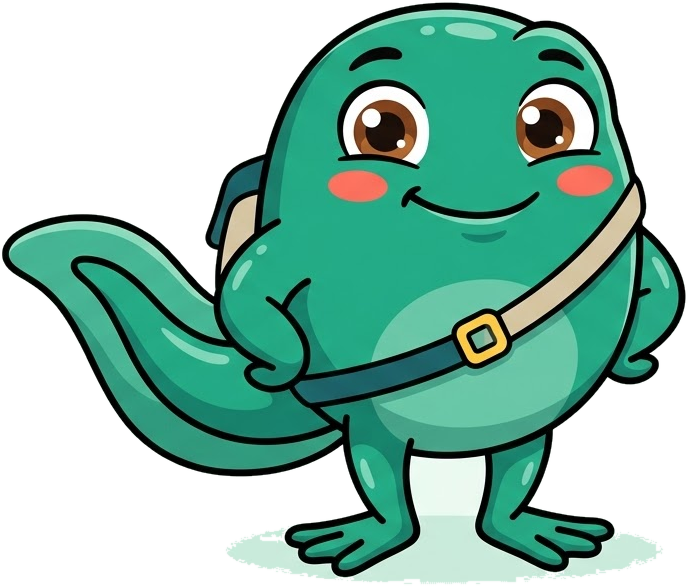 Tad, the Pondrr guide - a tadpole growing its first frog legs